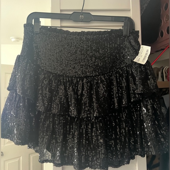 The Impeccable Pig Pants - BLACK IMPECCABLE PIG SEQUIN LAYERED RUFFLE SKORT